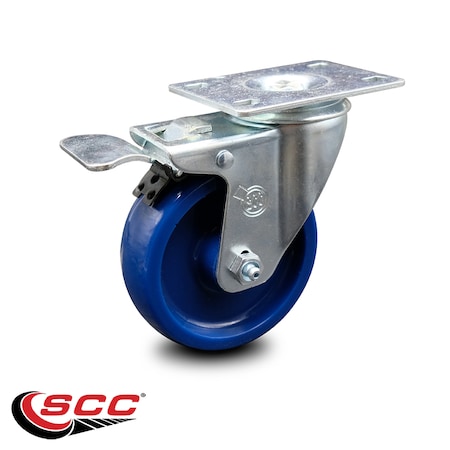 Service Caster 4 Inch Solid Polyurethane Wheel Swivel Top Plate Caster with Total Lock Brake SCC-TTL20S414-SPUS